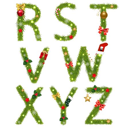 Christmas Alphabe Isolated On White Background, With Gradient Mesh,  Illustrationのイラスト素材