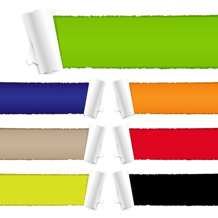 Color Torn Paper With Gradient Mesh, Isolated On White Background, Vector Illustrationのイラスト素材