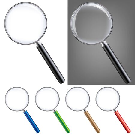 Magnifying Glass Big Set, Isolated On White Background, With Gradient Mesh, Vector Illustrationのイラスト素材
