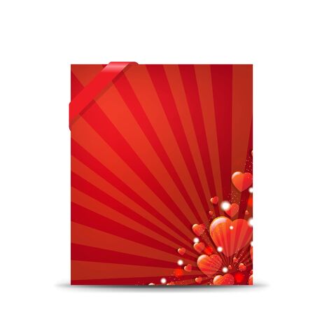 Red Valentines Day Banner With Gradient Mesh,   Isolated On White Background, Vector Illustrationのイラスト素材