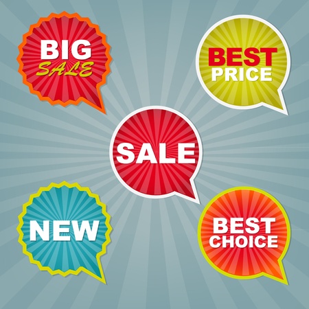 Colorful Sale Stickers And Labels With Gradient Mesh, Vector Illustrationのイラスト素材