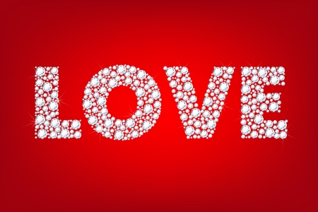 Word Love, Isolated On Red Background, Vector Illustrationのイラスト素材