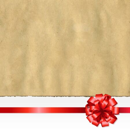 Retro Ripped Paper Banner With Red Bow With Gradient Mesh, Vector Illustrationのイラスト素材