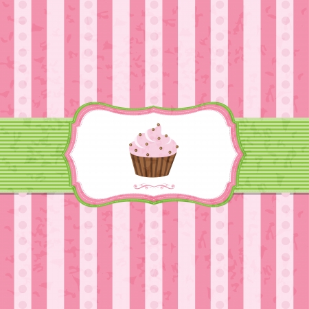 Pastel Vintage Cupcake Background With Gradient Mesh, Vector Illustrationのイラスト素材