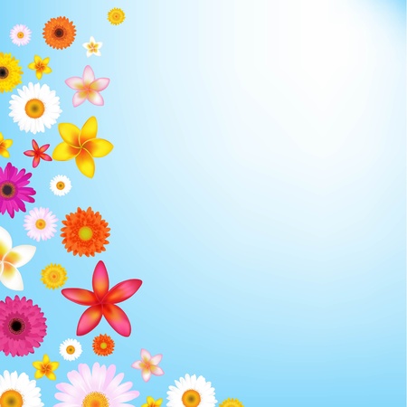 Flowers And Sky With Gradient Mesh, Vector Illustrationのイラスト素材