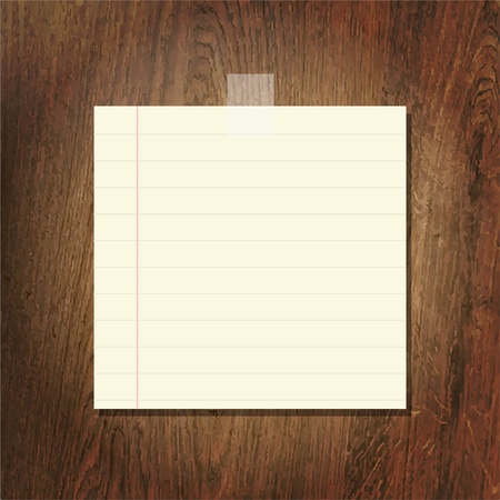 Note Papers On Wooden Background, Vector Illustrationのイラスト素材
