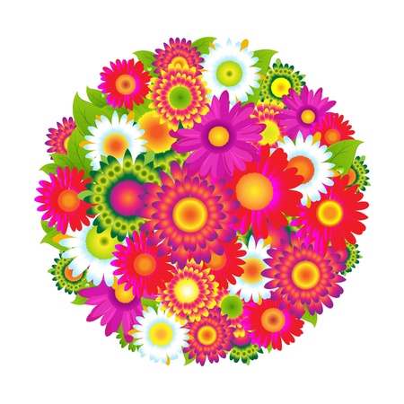 Color Flowers With Gradient Mesh, Vector Illustrationのイラスト素材