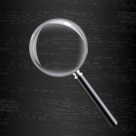 Magnifying Glass On Black Wooden Background With Gradient Mesh, Vector Illustrationのイラスト素材