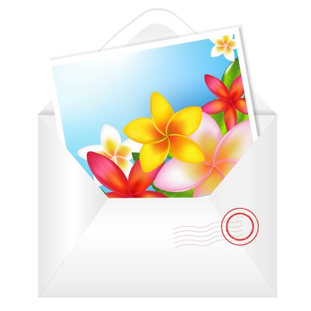 Open Envelope With Flowers Card With Gradient Mesh, Vector Illustrationのイラスト素材