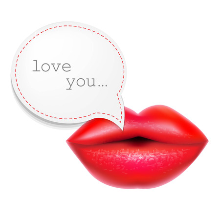 Red Lips With Speech Bubble, With Gradient Mesh Illustrationのイラスト素材