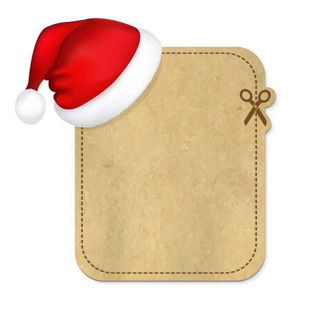 Retro Banner With Cap Of Santa Claus, With Gradient Mesh, Vector Illustrationのイラスト素材