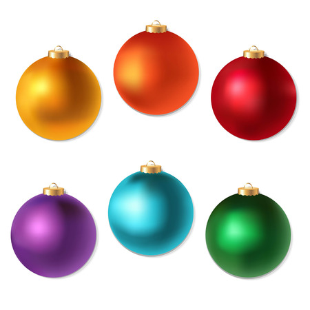 Colorful Christmas Balls Set, With Gradient Mesh, Vector Illustration のイラスト素材