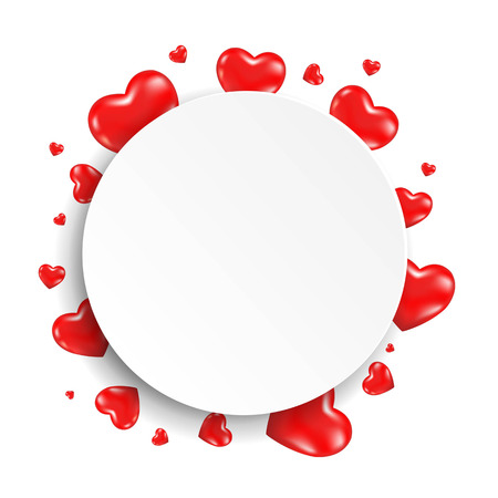 Banner With Red Hearts, With Gradient Mesh, Vector Illustrationのイラスト素材