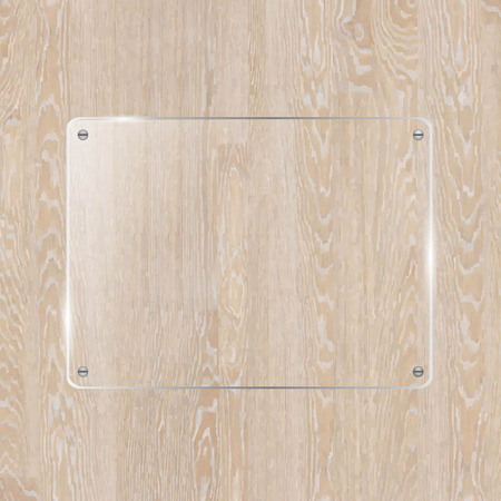 Wooden Board With Glass Banner, Vector Illustrationのイラスト素材
