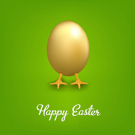 Happy Easter Card With Golden Egg, With Gradient Mesh, Vector のイラスト素材