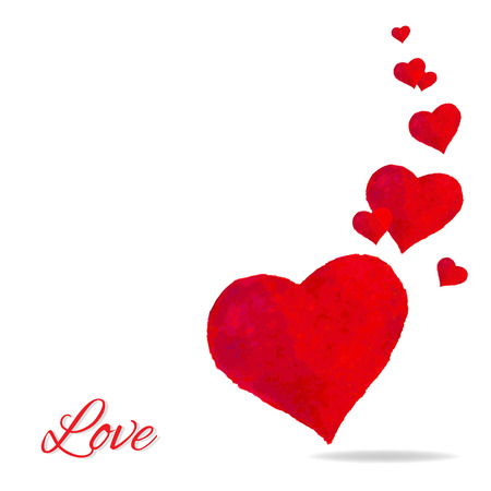 Watercolor Hearts Illustrationのイラスト素材