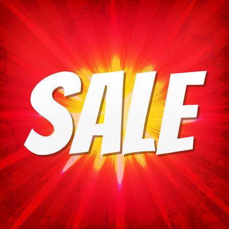 Sale Red Poster With Gradient Mesh, Isolated On White Background, Vector Illustrationのイラスト素材