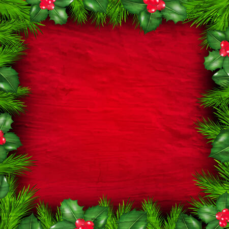 Christmas Frame From Holly Berry With Gradient Mesh, Vector Illustrationのイラスト素材
