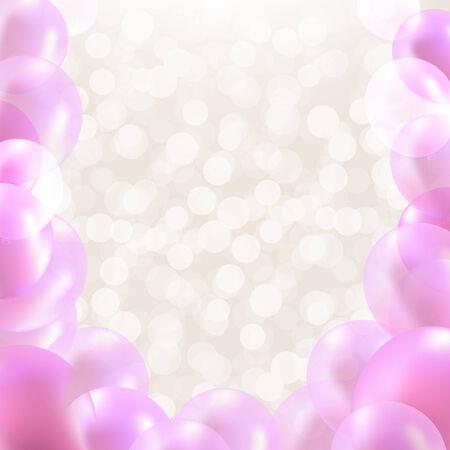 Pink Balloons Border With Gradient Mesh, Vector Illustrationのイラスト素材