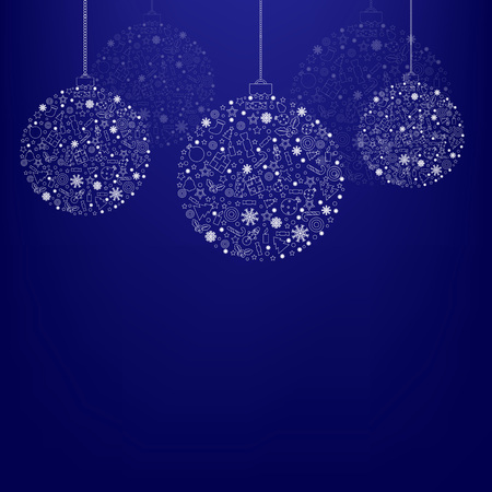 Blue Xmas Poster With Gradient Mesh, Vector Illustrationのイラスト素材