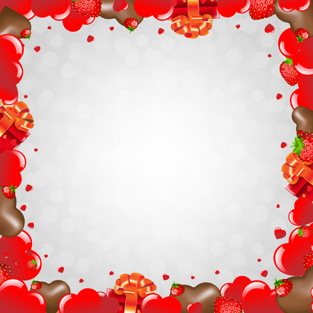 Happy Valentines Day Border With Gradient Mesh, Vector Illustrationのイラスト素材