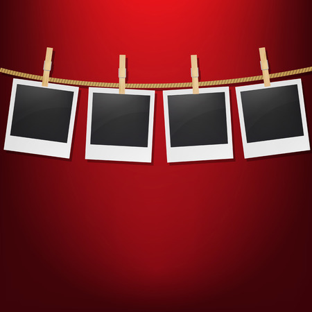 Photos With Clothespegs With Gradient Mesh, Vector Illustrationのイラスト素材