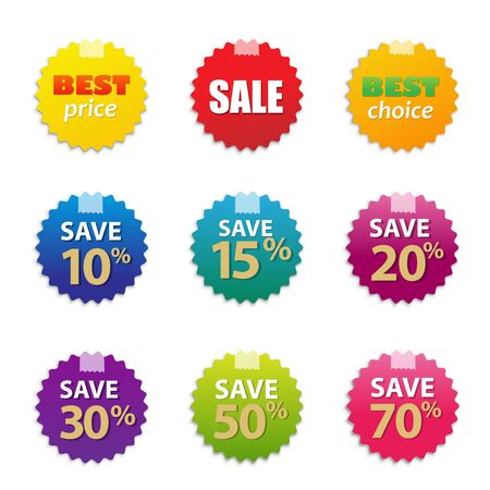 Colorful Sale Tags Set With Gradient Mesh, Vector Illustrationのイラスト素材