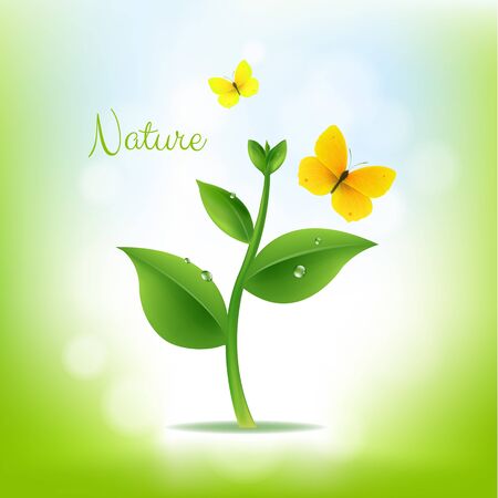 Plant With Nature Background With Gradient Mesh, Vector Illustrationのイラスト素材