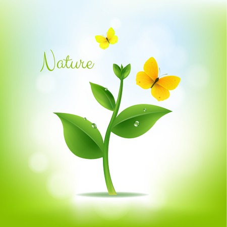 Plant With Nature Background With Gradient Mesh, Vector Illustrationのイラスト素材
