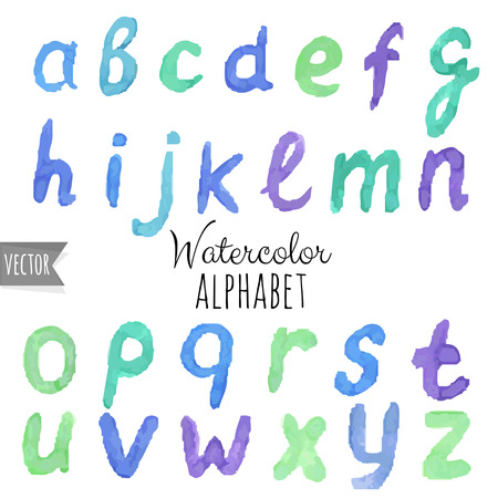 Watercolor Alphabet, Vector Illustrationのイラスト素材