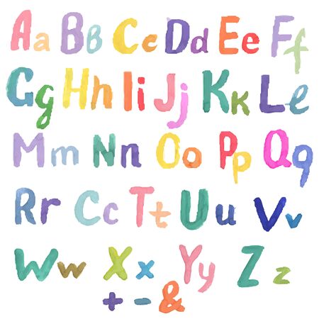 Watercolor Alphabet, Vector Illustrationのイラスト素材