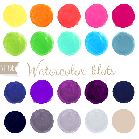 Watercolor Blots Set, Vector Illustrationのイラスト素材