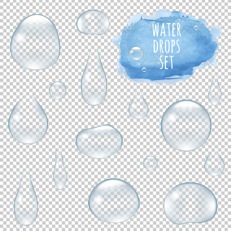 Water Drops Set With Gradient Mesh, Vector Illustrationのイラスト素材
