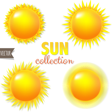 Bright Big Sun Set With Gradient Mesh, Vector Illustrationのイラスト素材