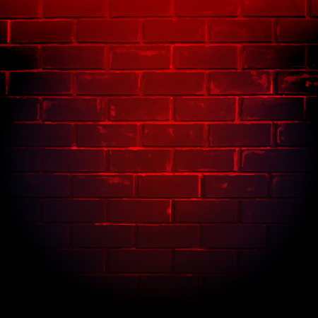 Dark Red Brick Wall With Gradient Mesh, Vector Illustrationのイラスト素材