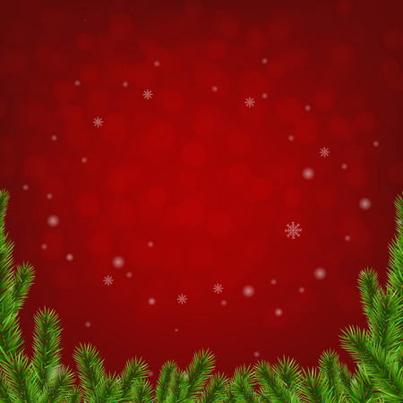 Christmas Red Background With Fir tree With Gradient Mesh, Vector Illustrationのイラスト素材