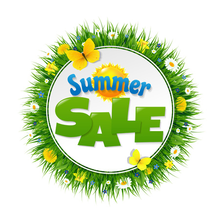 Summer Sale Banner With Gradient Mesh, Vector Illustrationのイラスト素材