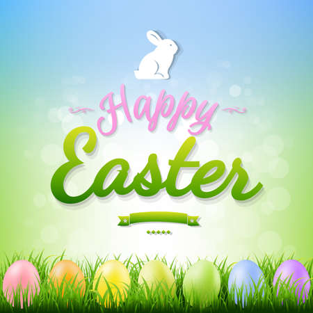 Easter Card With Color Eggs With Gradient Mesh, Vector Illustrationのイラスト素材