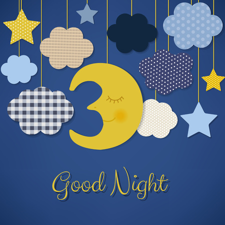 Good Night Card With Gradient Mesh, Vector Illustrationのイラスト素材