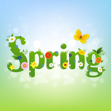 Spring Banner With Gradient Mesh, Vector Illustrationのイラスト素材