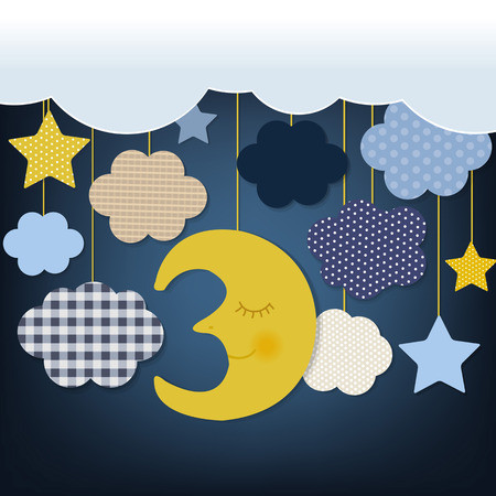 Good Night Card With Gradient Mesh, Vector Illustrationのイラスト素材