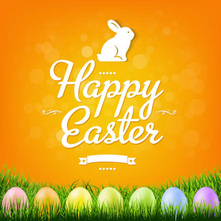 Easter Card With Colorful Eggs, Gradien Mesh, Vector Illustrationのイラスト素材