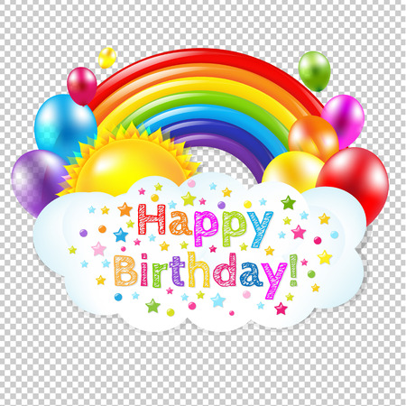 Happy Birthday Banner Banner With Rainbow Isolated Isolated On