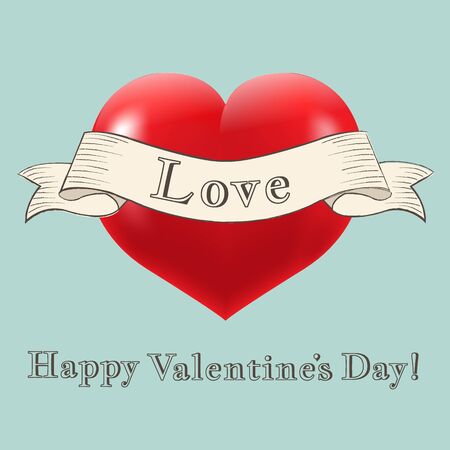 Happy Valentines Day Postcard With Gradient Mesh, Vector Illustrationのイラスト素材
