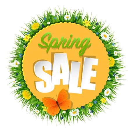 Spring Sale Poster With Gradient Mesh, Vector Illustrationのイラスト素材