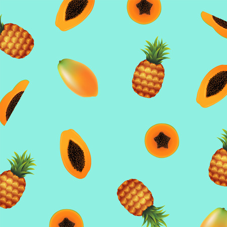 Papaya with pineapple illustration.のイラスト素材