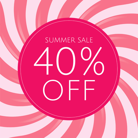 Sale poster with pink sunburst illustration with gradient mesh.のイラスト素材