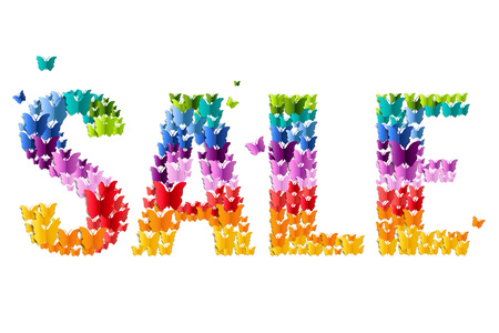 Sale text with butterfly illustration with gradient mesh.のイラスト素材