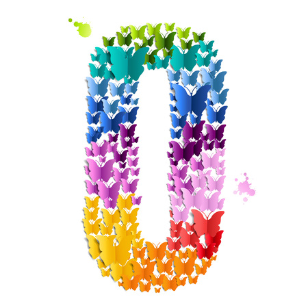 Number 0 Of Butterfly, Vector Illustration, With Gradient Meshのイラスト素材