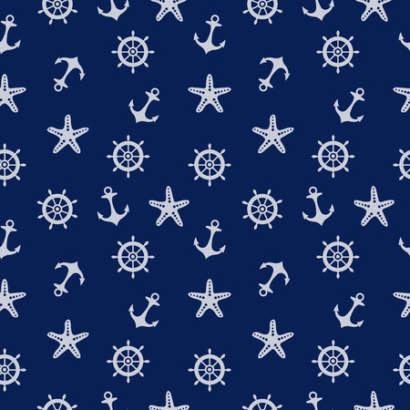Blue Marine Pattern, Vector Illustrationのイラスト素材